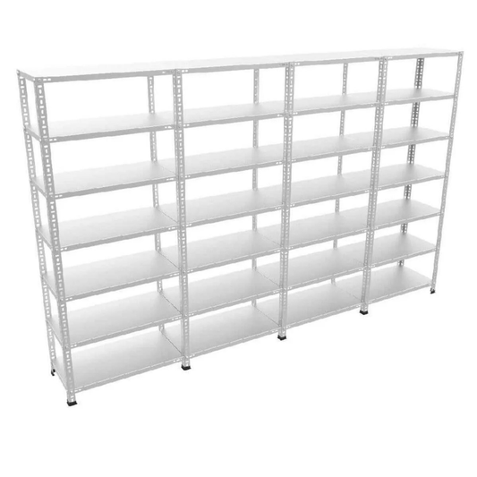 7 Katlı 4’lü Bitişik Galvaniz Çelik Raf Sistemi | Depo, Kiler, Arşiv, Market Rafı